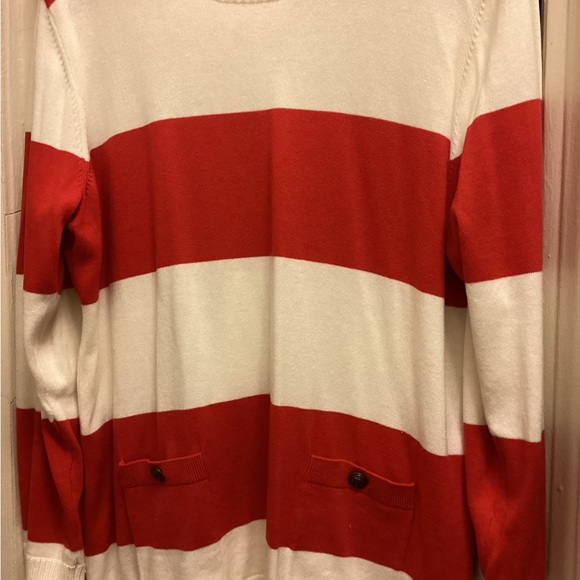 Nautical Ladies Red & White Striped Sweater XXL - Picture 9 of 10
